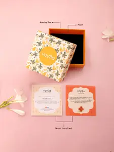 Voylla Women Madhubani Pakhi Silver-Plated Oxidised Enamel Cuff Bracelet