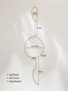 AQUASTREET Gold-Plated Pearls Beaded Skin Friendly Ring Bracelet