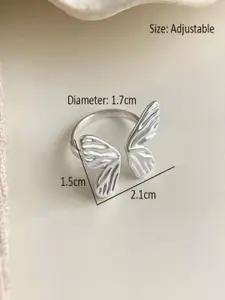 AQUASTREET Silver Plated Dainty Minimal Open Butterfly Adjustable Ring
