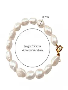 AQUASTREET Women Pearls Handcrafted Gold-Plated Wraparound Bracelet