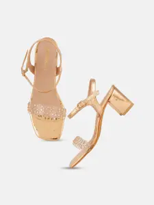 DressBerry Embellished Block Heel Sandals