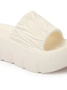 Kook N Keech Women White EVA Sliders