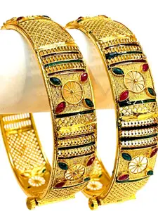 DMJ Gold Brass Gold-Plated Bangle