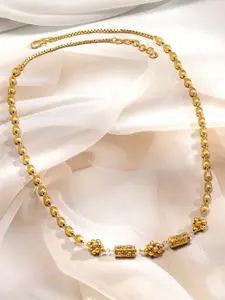 Rubans 18K Gold-Plated Matar Mala Style Golden Beaded Carved Tube Motifs Necklace