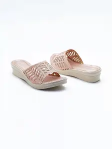 IndiForce Embellished Leather Wedge Heels