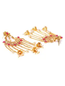Jewels Galaxy Pink Luxuria Gold-Plated Handcrafted Classic Drop Earrings