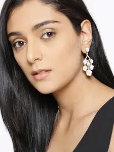 Jewels Galaxy White Gold-Plated Handcrafted Floral Drop Earrings