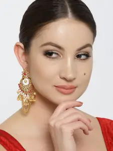 Jewels Galaxy Pink Gold-Plated Handcrafted Classic Drop Earrings