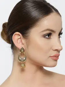 Jewels Galaxy Antique Gold-Plated Handcrafted Crescent Shaped Jhumkas