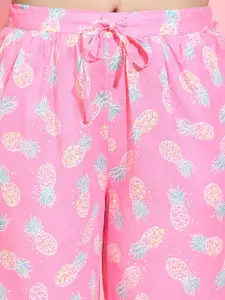 Oxolloxo Women Printed Three-Fourth Length Mid-Rise Lounge Pants