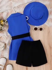 INCLUD Girls Sleeves Top with Shorts & Jacket with Hat