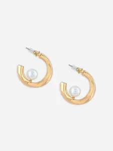 ToniQ Gold-Plated Contemporary Half Hoop Earrings