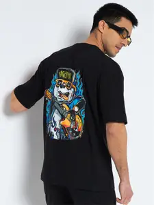 WILD WEST Men Graphic Printed Round Neck Oversized T-shirt