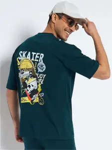 WILD WEST Men Graphic Printed Round Neck Oversized T-shirt