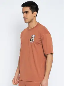 WILD WEST Men Graphic Printed Round Neck Oversized T-shirt