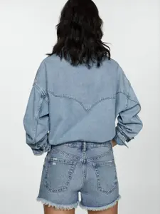 MANGO Women Pure Cotton Denim Shorts