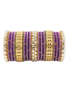 leshya Set Of 34 Brass-Plated Kundan Studded Bangles