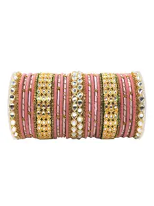 leshya Set Of 34 Brass-Plated Stone-Studded Bangles