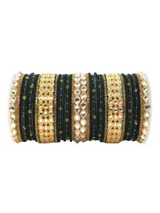 leshya Set Of 34 Brass-Plated Stone-Studded & Beaded Bangle