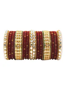 leshya Set of 34 Brass Plated Stone Studded Bangles