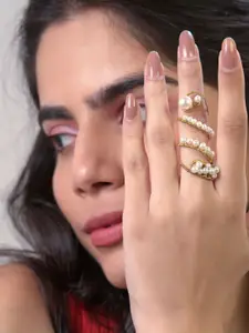 D'oro Gold-Plated Beaded Finger Ring