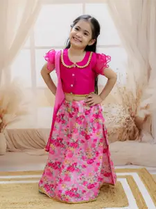 BownBee Girls Embellished Ready to Wear Lehenga & Blouse With Dupatta