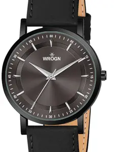 WROGN Analogue Watch & Leather Bracelet For Men Gift Set WRNWJ Set-02