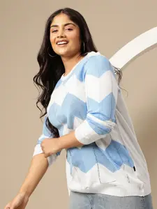Sztori Plus Size Acrylic Chevron Design Pullover