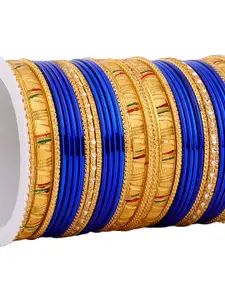 leshya Set of 34 Stone Studded Textured Bangles