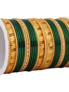 leshya Set Of 34 Brass Plated Artificial Stones Studded Bangles