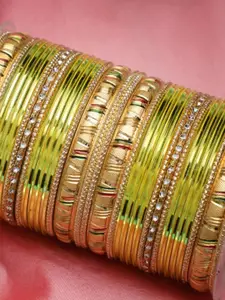 leshya Set of 34 Brass Plated Stone Studded Bangle