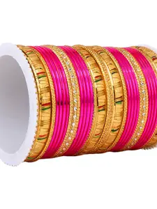 leshya Set Of 34 Brass-Plated Stone-Studded Bangles