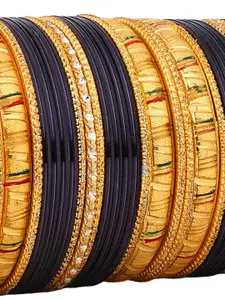 leshya Set Of 34 Brass-Plated Stone Studded Bangles