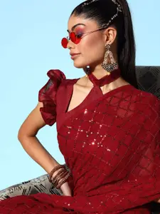 KALINI Embellished Sequinned Pure Georgette  Saree