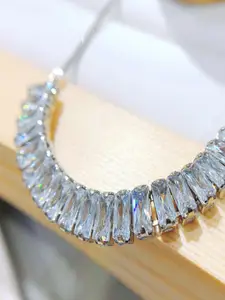 AQUASTREET Zircon Studded Silver-Plated Tennis Bracelet