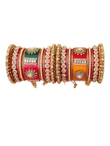 leshya Set Of 22 Gold-Plated Stone-Studded Bangles