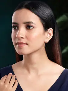 Peora Gold-Plated Cubic Zirconia Studded Oval Hoop Earrings