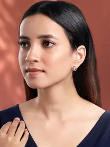 Peora Gold Plated Cubic Zirconia Circular Hoop Earrings