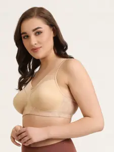 DressBerry Beige Full Coverage Non Padded Seamless T-shirt Bra- 360 Degree Support