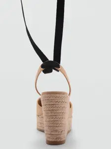 MANGO Colourblocked Mid-Top Wedge Heel Pumps