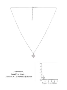 KAI JEWEL 92.5 Sterling Silver Rhodium-Plated Cubic Zirconia Heart Shaped Pendant & Chain