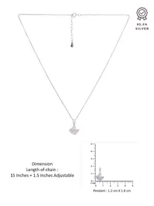 KAI JEWEL 925 Silver Rhodium-Plated CZ Stone Studded Pendant With Chain
