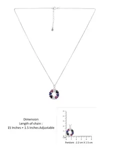 KAI JEWEL 92.5 Sterling Silver Rhodium-Plated Cubic Zirconia Heart Shaped Pendant & Chain