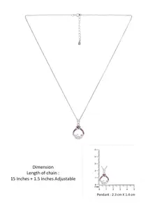 KAI JEWEL Rhodium Plated Cubic Zirconia 92.5 Silver Pendants with Chains