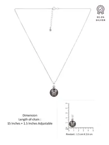 KAI JEWEL 92.5 Sterling Silver Rhodium-Plated CZ Zodiac Sign Gemini Pendant & Chain