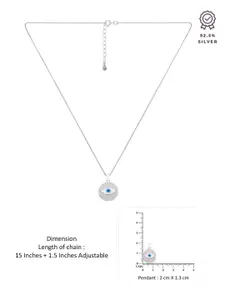 KAI JEWEL 925 Silver Rhodium-Plated CZ Stone Studded Pendant With Chain