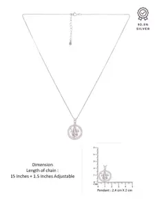 KAI JEWEL 925 Silver Rhodium-Plated CZ Stone Studded Pendant With Chain