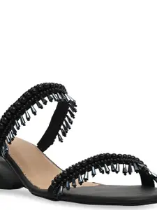 CAI Beaded Two Strap Black Heels
