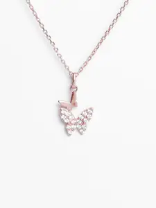 Clara Rose Gold-Plated 925 Sterling Silver Butterfly Pendant With Chain