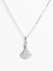 Clara Rhodium-Plated 925 Sterling Silver Ginkgo Leaf Pendant With Chain